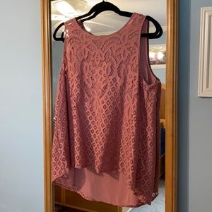 Loft (L) High-Low Lace Blouse